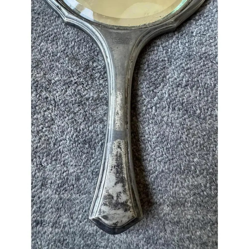 Antique Homan Silver Quadruple Hand Held Mirror - Victorian Nouveau Vintage